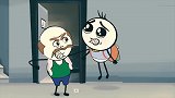 铅笔动画：铅笔人走错房间，砸坏了别人家的门