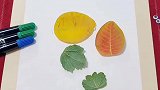 来一副荷塘小鱼树叶贴画