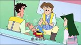 蜡笔小新：小新居然把鱼线“纠缠”在了一起，太调皮了！