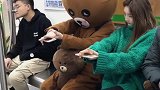 网红熊真的是太调皮了，姑娘无辜上当，心疼姑娘的手机啊！
