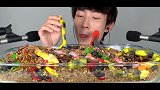 一大盆的虫子蚯蚓蛇，其实全都是可食用零食啦