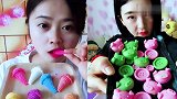 美女直播吃彩色甜筒巧克力，看着真过瘾，是我向往的生活