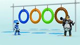 迷你特工队益智动画：弗特骑海豚跳圈圈学英文学颜色之蓝橙绿棕