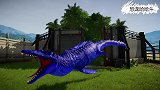 蓝色恐鳄迎战变异三头三角龙 恐龙动漫