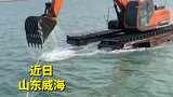 会游泳的挖掘机你见过没？竟然还能海上作业！