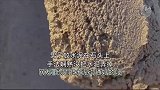 男子放水泥在石头上，手法娴熟没把水泥弄掉，他是跟水泥沟通好的吧