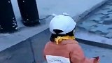 宝宝这是太高估了自己，这下尴尬了吧，还是乖乖走人行道！