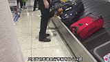 警犬检查每一个行李箱，流水线每一个都要先闻一下