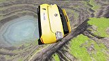 装甲运输车，V12引擎校车和轿车飞跃冲向超大矿坑，车祸模拟器