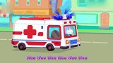 大灰狼玩耍摔伤腿，呼叫救护车小医生和护士帮忙诊治，真是好棒呢