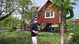 北京周边游住木屋的地方，房间内还有大滑梯