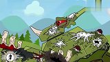 坦克世界动画：破烂kv44对战牛角利维坦，强强对决啊