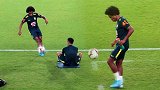 巴西备战韩国：威廉场边颠球+吓唬菲米 马尔基尼奥斯玩乒乓足球