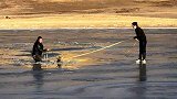 现场！野狼受困冰湖，零下10摄氏度严寒中他们奋不顾身跳湖解救
