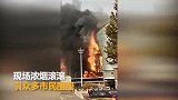 河北一皮革城突燃大火 整面墙被烧掉_超清