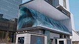 韩国街头惊现20米高巨屏拟真海浪，路人看的都震惊了！