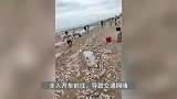 台风吹来遍地生蚝？拍摄者：现场有上百人捡拾，城管公安出动劝离