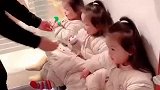 三胞胎姐妹花，高高兴兴的去刷牙，结果爸爸又惨遭一次滑铁卢