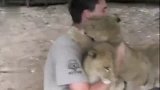生活-泪崩！因不舍饲养员 小狮子抱住他吻别嘤嘤哭泣
