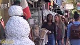 街头雪人恶搞，假扮成雪人恶搞路人，路人防不胜防