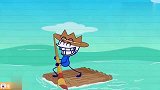 铅笔人漂浮在海上，被鲸鱼吃掉了！