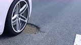 能弯曲的柔性车轮，过坑洼路面不损伤轮毂，再不用担心会爆胎