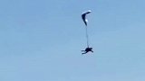 老外不要命挑战高空跳伞，不料绳子打结