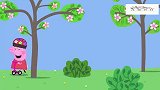 小猪佩奇英语中字 乔治太小不会玩滑板车 佩奇耐心地教会了他