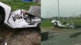 佛山一挂车所载钢卷滚落 压扁一辆轿车致2人死亡