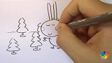 儿童简笔画，小猪佩奇，小兔理查德将玩具树比作是森林