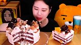 韩国弗朗西斯卡一整个的巧克力蛋糕！超大口往嘴里塞！