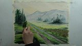 刀画秋收风景中，三三两两的草垛堆在稻田里，来学下它们的画法吧