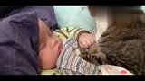 小猫咪看着小宝宝睡觉，接下来的举动太可爱！