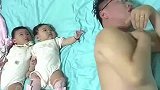 男子教龙凤胎兄妹学翻身
