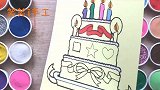 手工DIY沙画，漂亮的生日蛋糕，做法简单