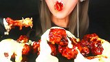 不露脸小姐姐，吃芝士辣酱鸡肉，满满的芝士看着就很香！