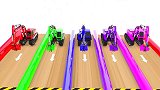 启蒙教育 3D动画给推土机喷上漂亮的颜色 趣味学习