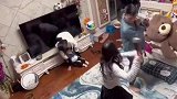 姐弟俩打闹，姐姐被直接摁倒