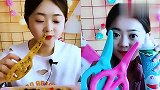 美女直播吃彩色百香果剪刀，彩色剪刀巧克力，是我向往的生活