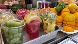 韩国街头美食鲜榨果汁，水果店新鲜水果榨汁，一点糖精都不放
