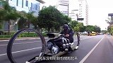 空心轮毂摩托车，采用飞机引擎，开起来就像贴地飞行