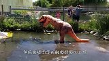 男子穿上霸王龙套装，赤手空拳挑逗鳄鱼，鳄鱼：你不是灭绝了吗？