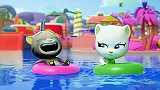 儿童趣味动画，迷你汤姆猫和安吉拉在水上乐园玩！