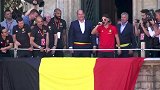 比利时队王宫与球迷会面 阿扎尔化身MC默滕斯搞怪出场