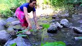 荒野美食：捕捉鲶鱼烹调午餐油炸鲶鱼吃胡椒酱