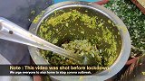 印度苏拉特的街边小吃,绿色黑尔
