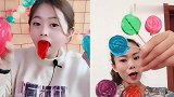 美女直播吃彩色杨桃果冻，彩色棒棒糖，是我向往的生活