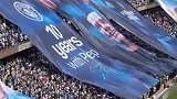 曼城主场巨型TIFO，致敬瓜帅&B席&斯通斯