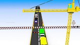 启蒙教育 3D动画吊车将彩色玩具车吊在火车上运走 趣味学习