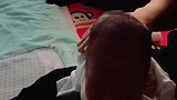 小宝宝一直在哭，月嫂不停的给宝宝拍嗝，小模样太搞笑了！